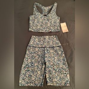SAGE Collective Ditsy Floral Workout Yoga Biker Shorts Set